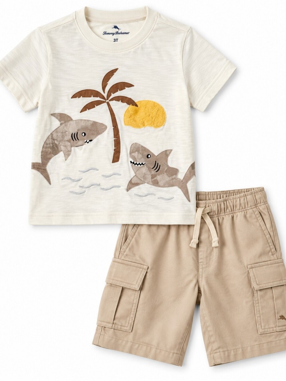 Tommy Bahama Boys 3T Shark T-Shirt & Cargo Shorts 2-Piece Outfit